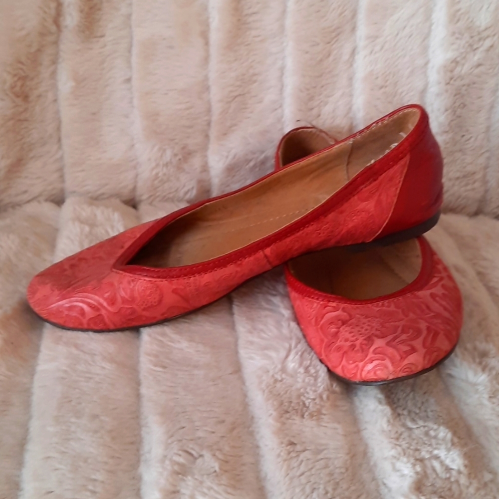 J.Jill red leather ballet slippers size 6.5